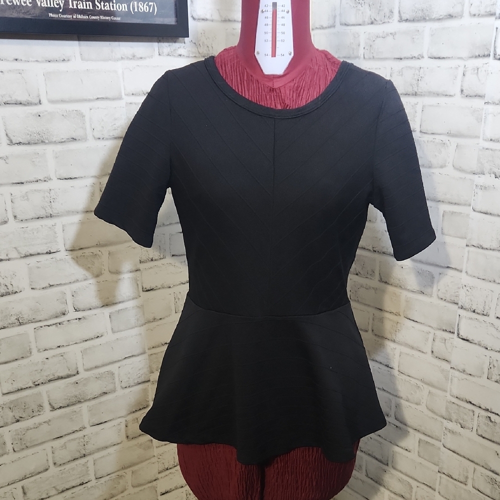 Lapis Black Peplum Blouse